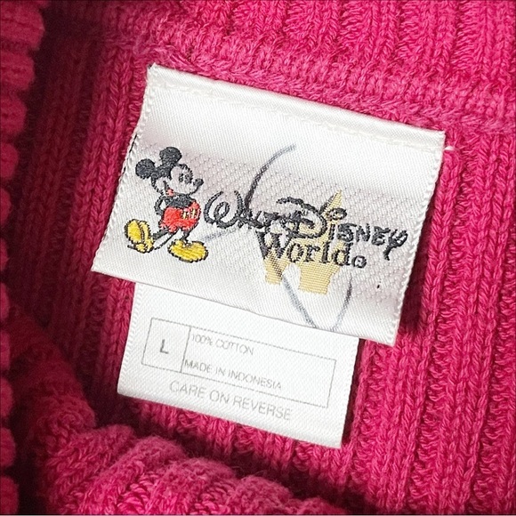 VTG Disney Winnie the Pooh Ribbed Turtleneck Sweater Large 90s hot pink cotton - Picture 6 of 10